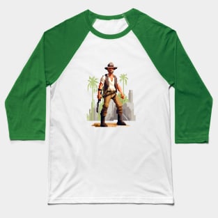 Indiana Jones Pixel Art Baseball T-Shirt